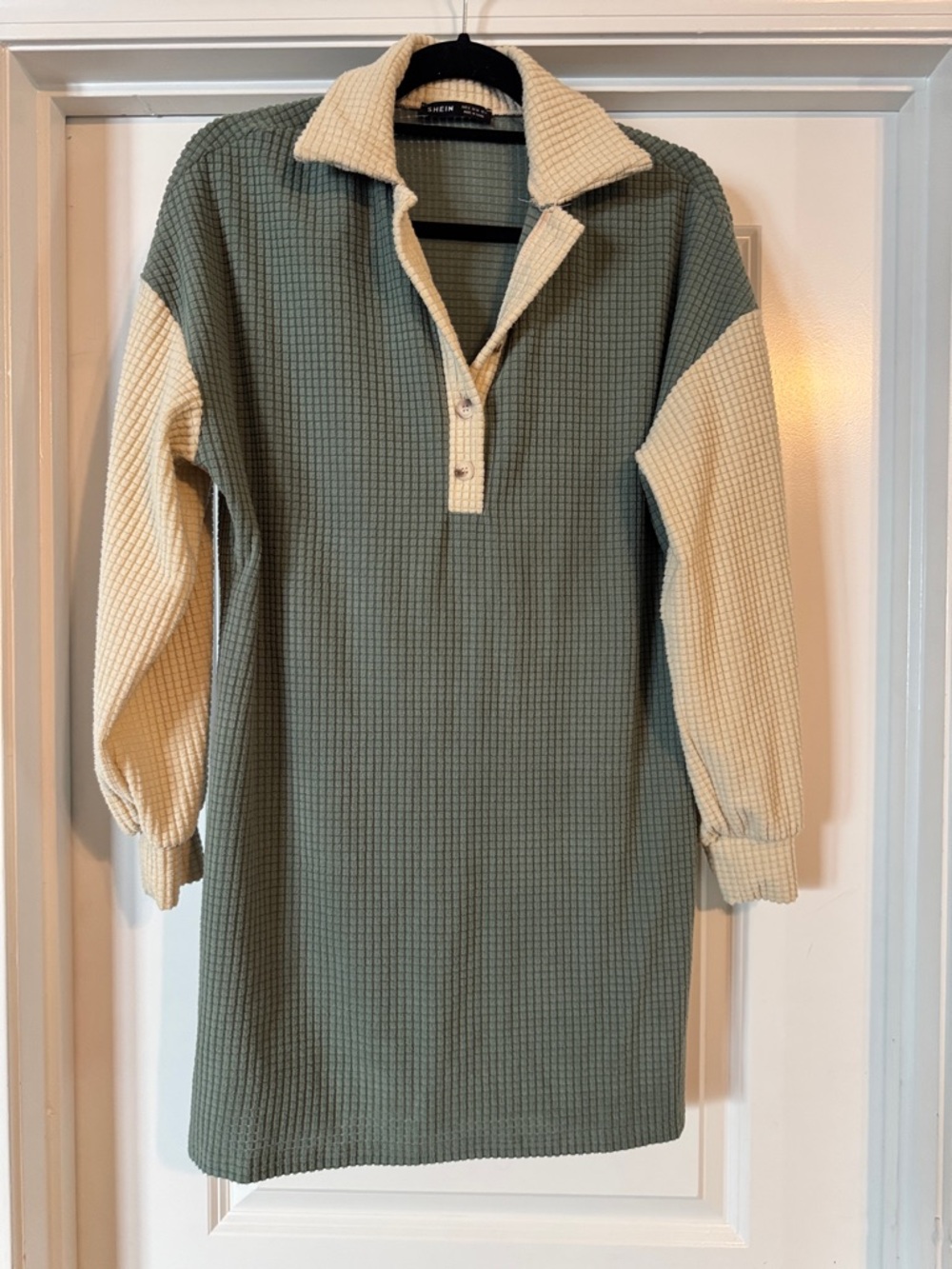 Two-Tone Waffle Knit Tunic Dress
